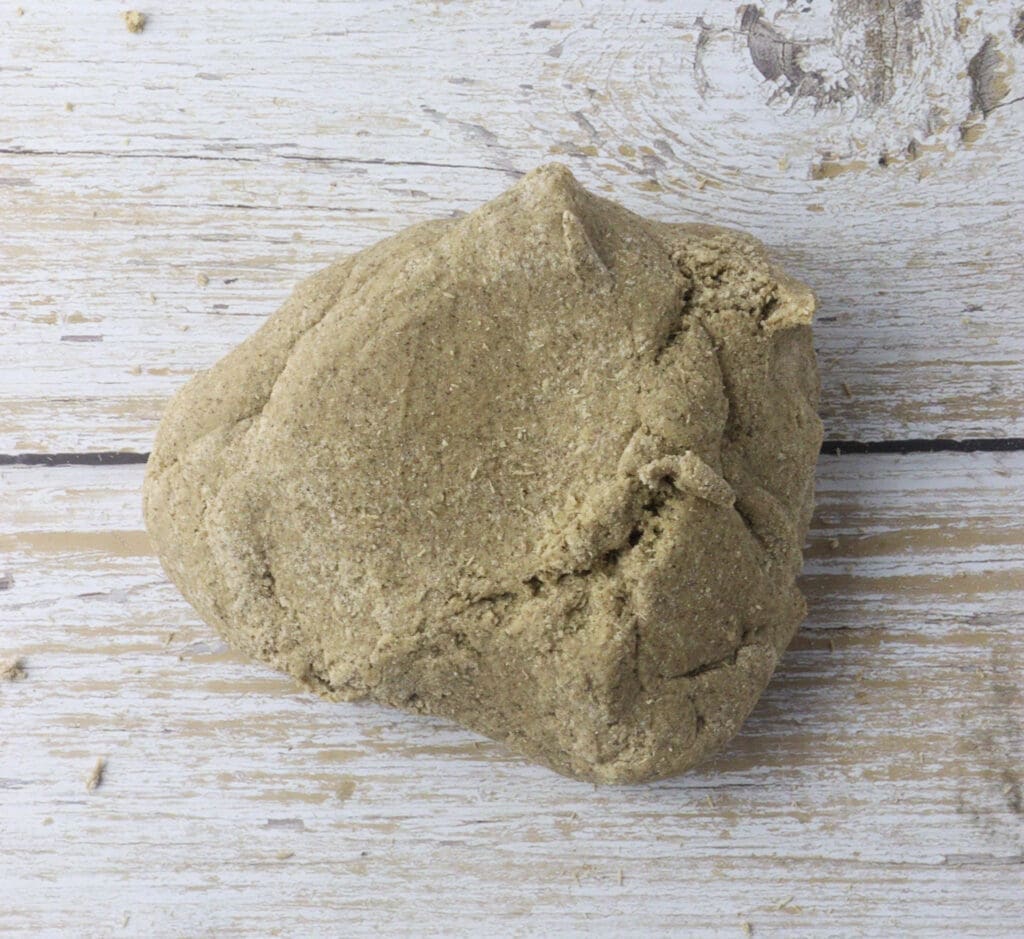 image showing how to knead to a nice dough ball for making lazanki noodles